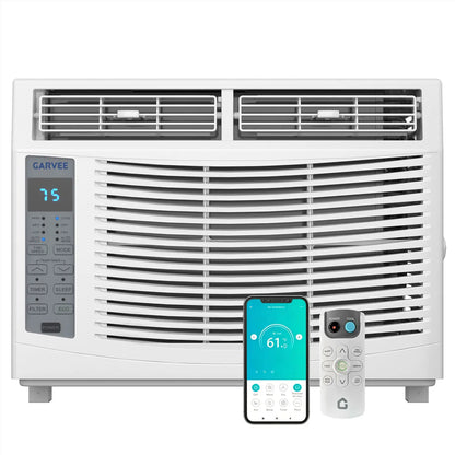 Garvee 5K/6K/8K/10K/12K BTU Window Air Conditioner with Wifi,Cool Rooms up to 550 Sq.Ft.,Smart Window AC Unit with Smartphone App or Remote Control,3 Fan Mode,Sleep&Eco Mode,Washable Filter,For Bedroom Apartment Office Fathersdaygift