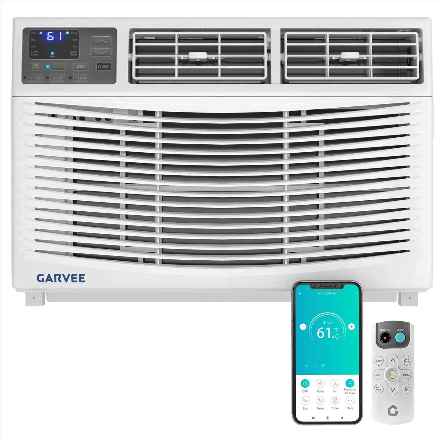 Garvee 5K/6K/8K/10K/12K BTU Window Air Conditioner with Wifi,Cool Rooms up to 550 Sq.Ft.,Smart Window AC Unit with Smartphone App or Remote Control,3 Fan Mode,Sleep&Eco Mode,Washable Filter,For Bedroom Apartment Office Fathersdaygift