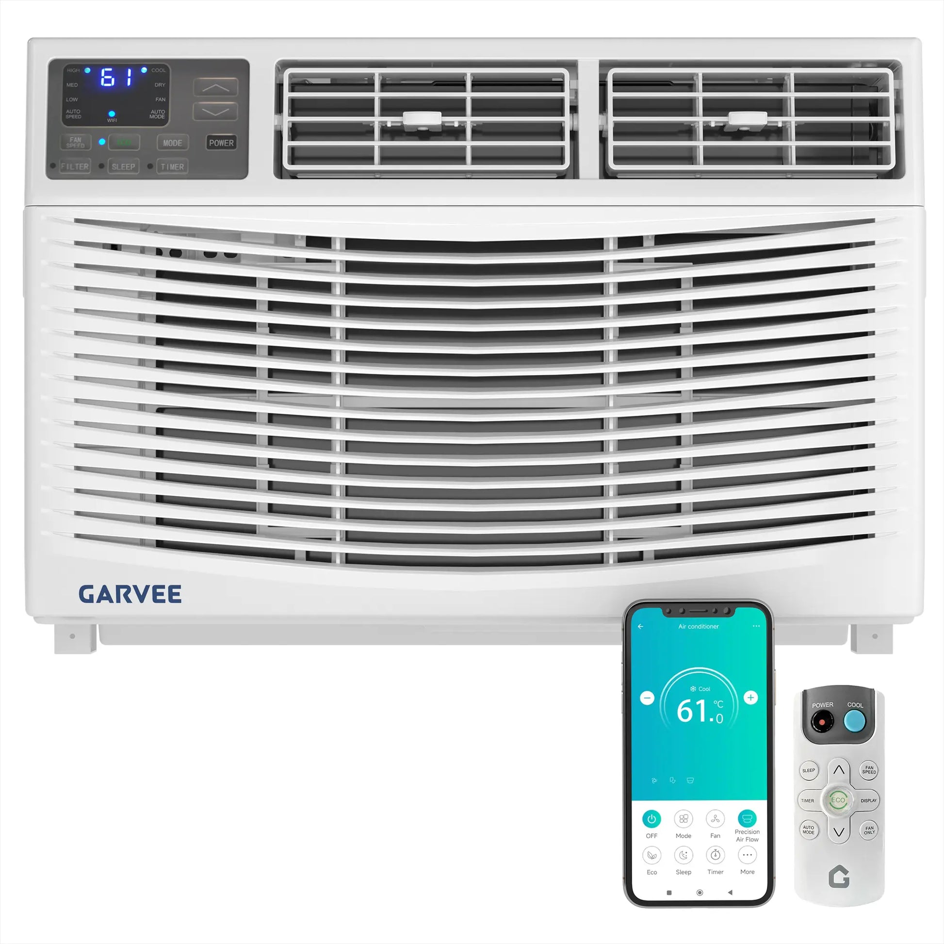 Garvee 5K/6K/8K/10K/12K BTU Window Air Conditioner with Wifi,Cool Rooms up to 550 Sq.Ft.,Smart Window AC Unit with Smartphone App or Remote Control,3 Fan Mode,Sleep&Eco Mode,Washable Filter,For Bedroom Apartment Office Fathersdaygift