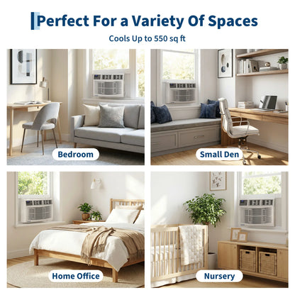 Garvee 5K/6K/8K/10K/12K BTU Window Air Conditioner with Wifi,Cool Rooms up to 550 Sq.Ft.,Smart Window AC Unit with Smartphone App or Remote Control,3 Fan Mode,Sleep&Eco Mode,Washable Filter,For Bedroom Apartment Office Fathersdaygift