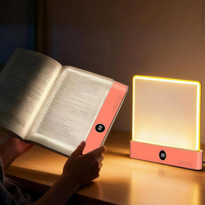 Smart LED Reading Light, Book Lamp Box, Rechargeable Transparent LED Flat Reading Light, with Timer, Doodle Desktop Study Light, the Dream Light for Quiet Readers.