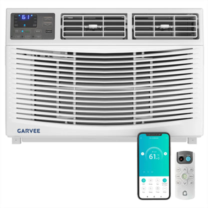 Garvee 5K/6K/8K/10K/12K BTU Window Air Conditioner with Wifi,Cool Rooms up to 550 Sq.Ft.,Smart Window AC Unit with Smartphone App or Remote Control,3 Fan Mode,Sleep&Eco Mode,Washable Filter,For Bedroom Apartment Office Fathersdaygift