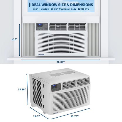 Garvee 5K/6K/8K/10K/12K BTU Window Air Conditioner with Wifi,Cool Rooms up to 550 Sq.Ft.,Smart Window AC Unit with Smartphone App or Remote Control,3 Fan Mode,Sleep&Eco Mode,Washable Filter,For Bedroom Apartment Office Fathersdaygift