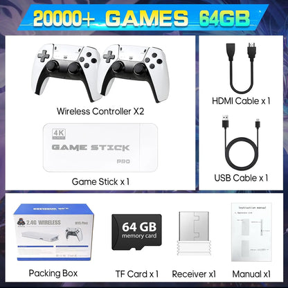 2026 New Video Gamepad Console with 20,000+ Games,Childhoodclassic Game,4K Hdmioutput, Wireless Joystick&Game Emulator, Arcade Retro Arcade