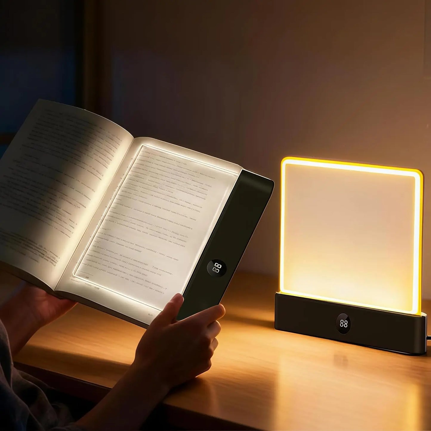 Smart LED Reading Light, Book Lamp Box, Rechargeable Transparent LED Flat Reading Light, with Timer, Doodle Desktop Study Light, the Dream Light for Quiet Readers.